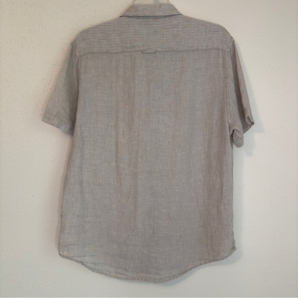 Denim & Flower Ricky Singh Shirt Men L Beige Short Sleeve Button Up Linen Resort - Picture 3 of 11